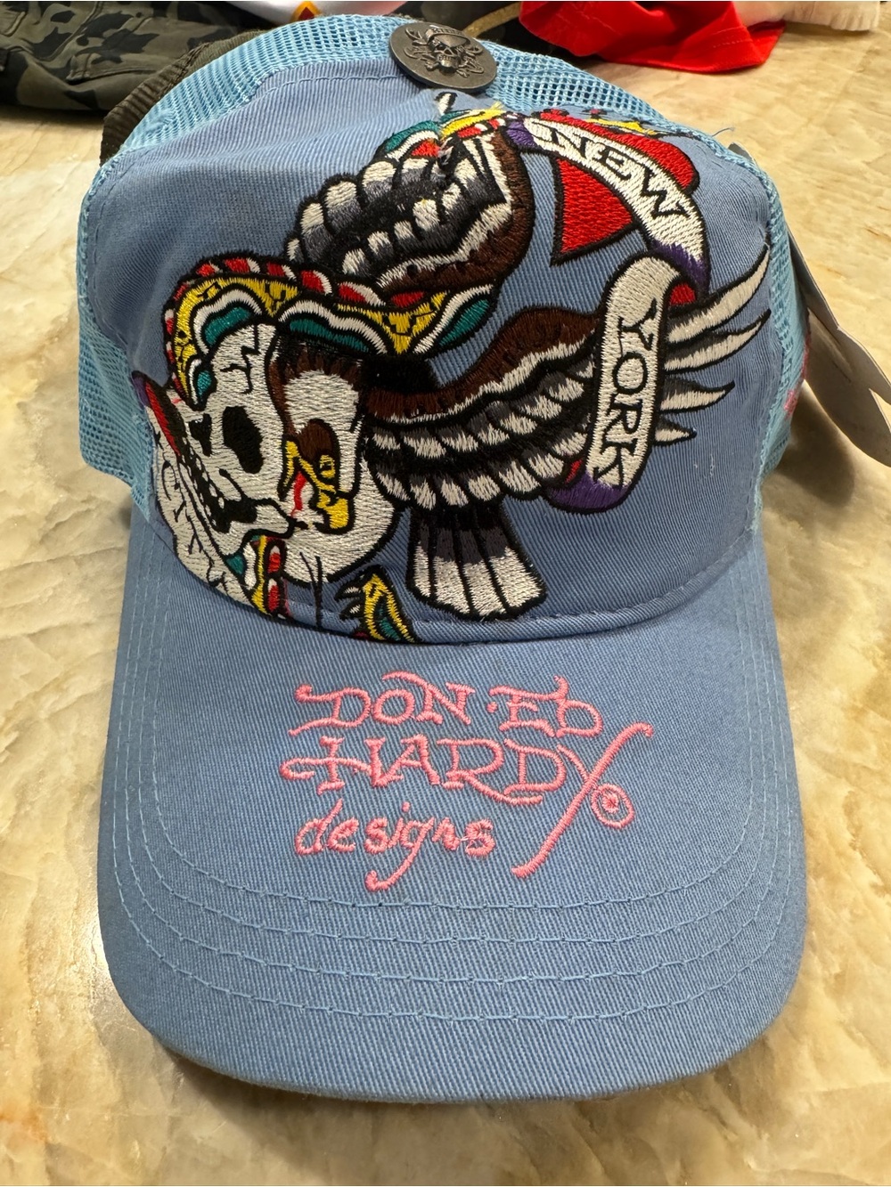 Don Ed Hardy Embroidered Tiger Trucker Hat - NWT Set of 2 - Picture 3 of 9